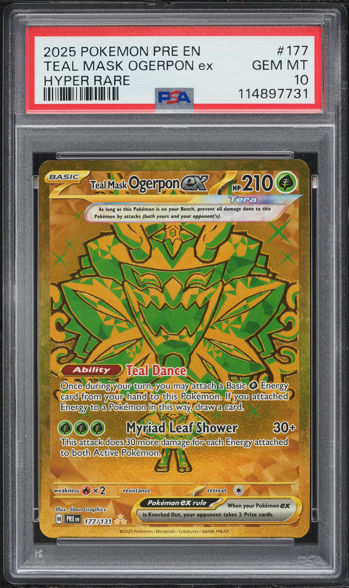 2025 Pokemon SV Prismatic Evolutions Gold Rare Teal Mask Ogerpon ex #177 PSA 10 GEM MINT
