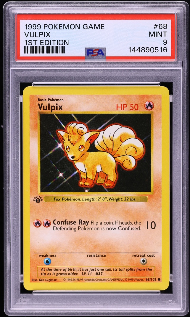 1999 Pokemon Base Set Shadowless 1st Edition Vulpix #68 PSA 9 MINT