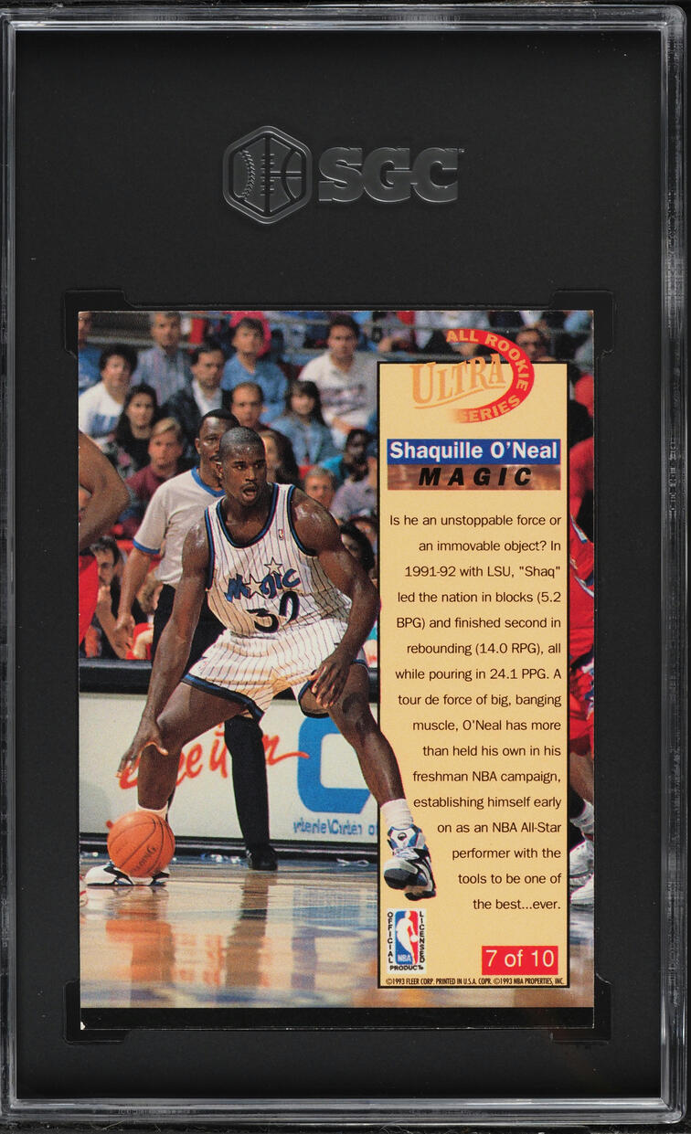 1992 Ultra All-Rookie Series Shaquille O'Neal ROOKIE #7 SGC 8 NM-MT