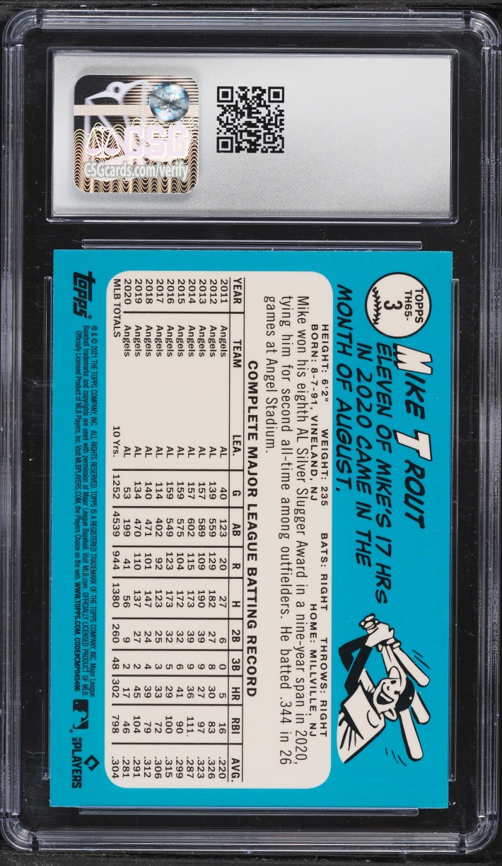 2021 Topps Chrome '65 Redux Chrome Mike Trout #TH65-3 CSG 9 MINT
