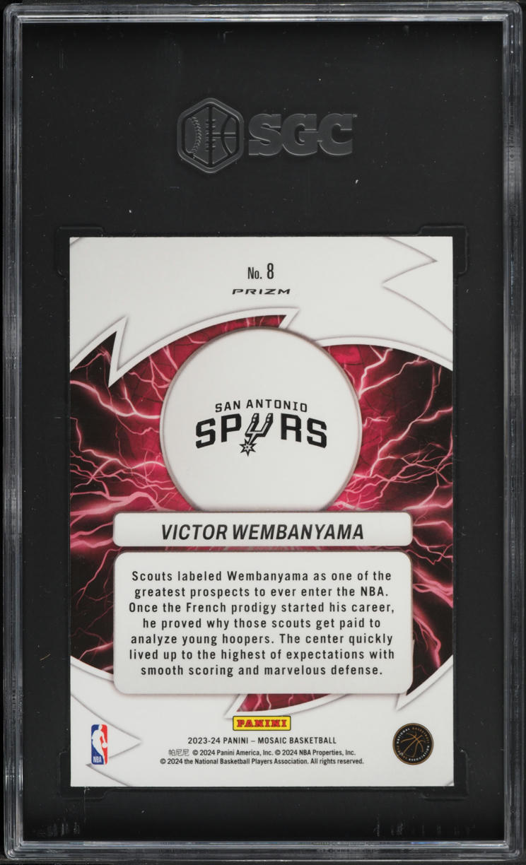 2023 Panini Mosaic Thunder Road Green Prizm Victor Wembanyama ROOKIE #8 SGC 9.5