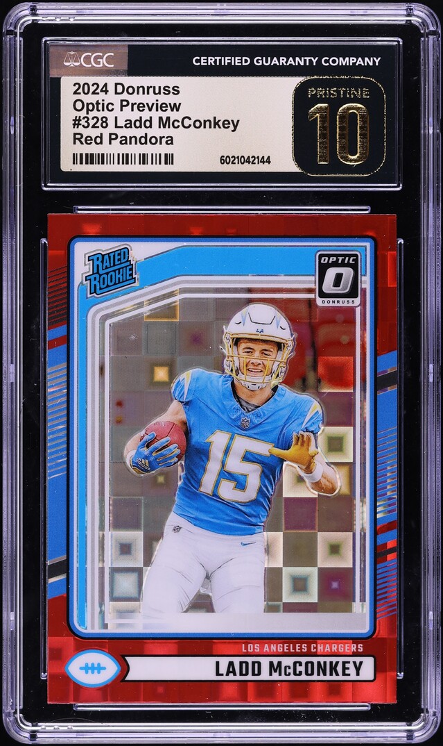 2024 Donruss Optic Preview Red Pandora Ladd McConkey ROOKIE #328 CGC 10 PRISTINE