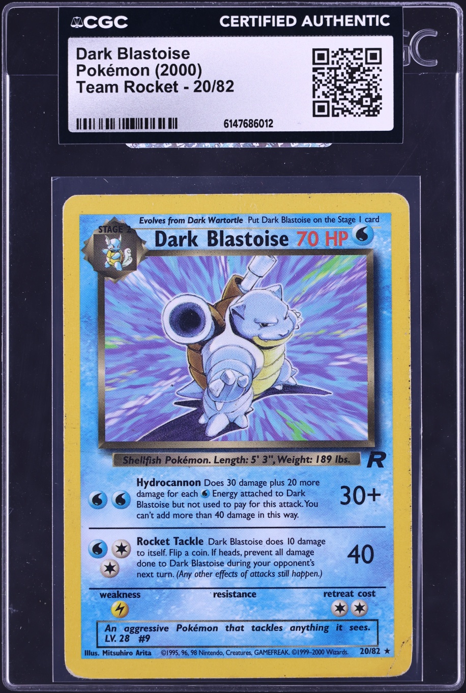 2000 Pokemon Team Rocket Dark Blastoise #20 CGC AUTH