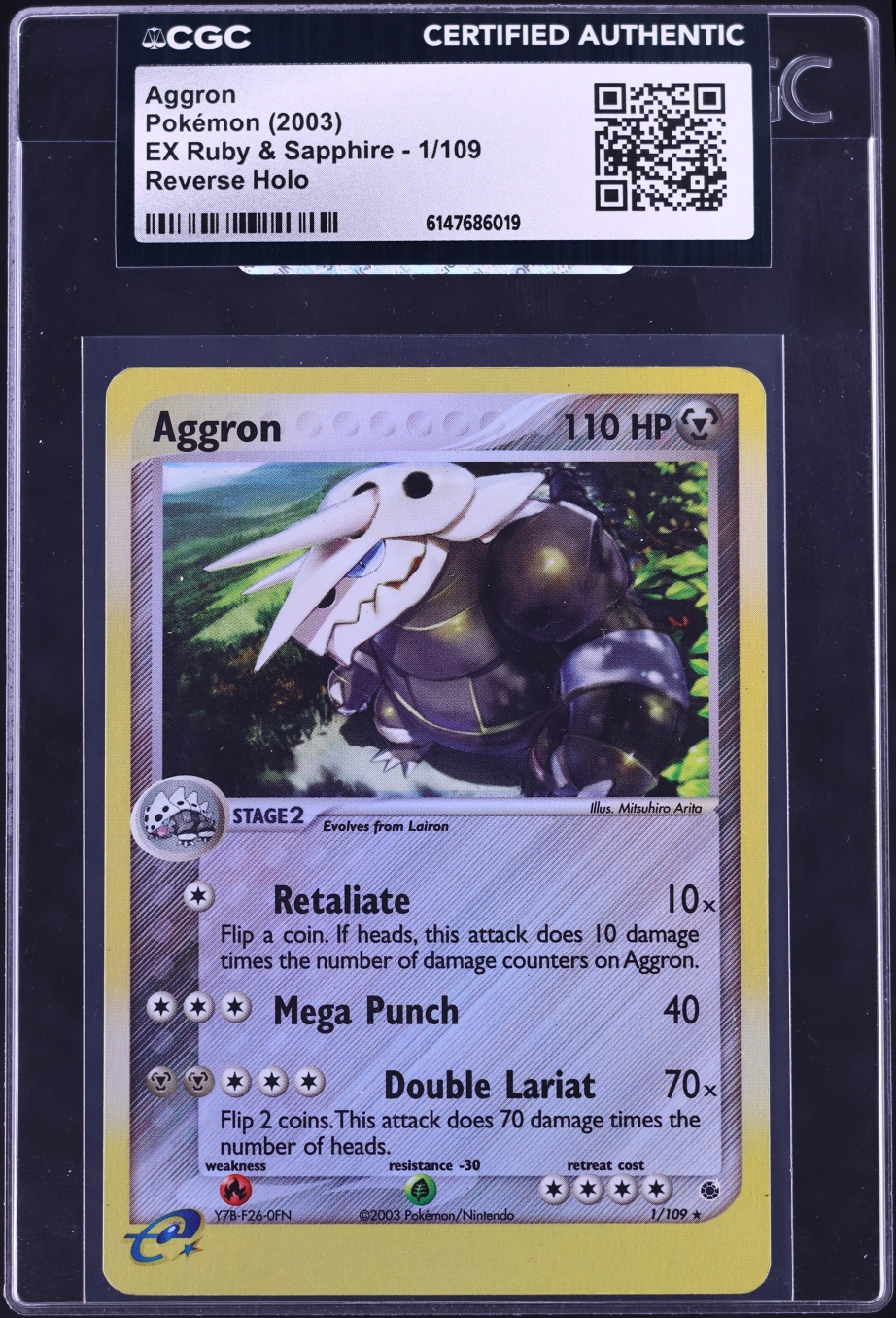 2003 Pokemon EX Ruby & Sapphire Reverse Holo Aggron #1 CGC AUTH