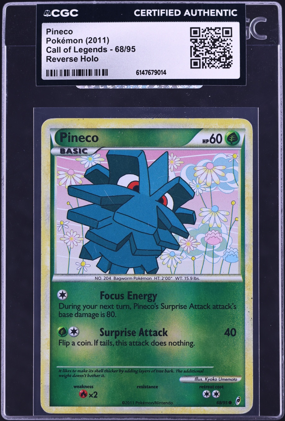 2011 Pokemon Call Of Legends Reverse Holo Pineco #68 CGC AUTH