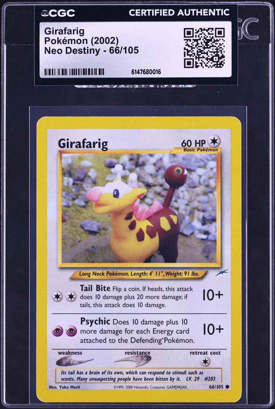 2002 Pokemon Neo Destiny Girafarig #66 CGC AUTH