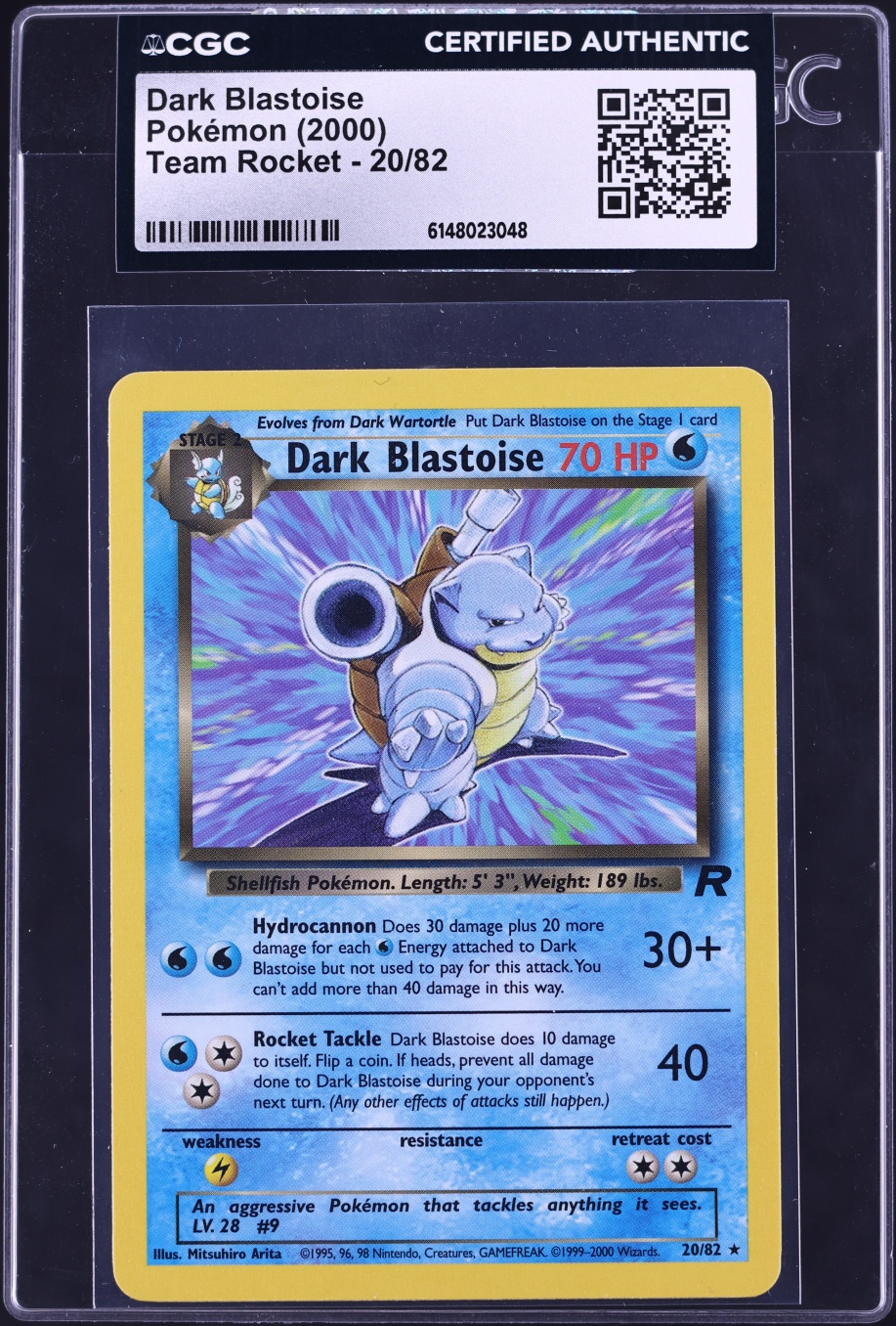 2000 Pokemon Team Rocket Dark Blastoise #20 CGC AUTH