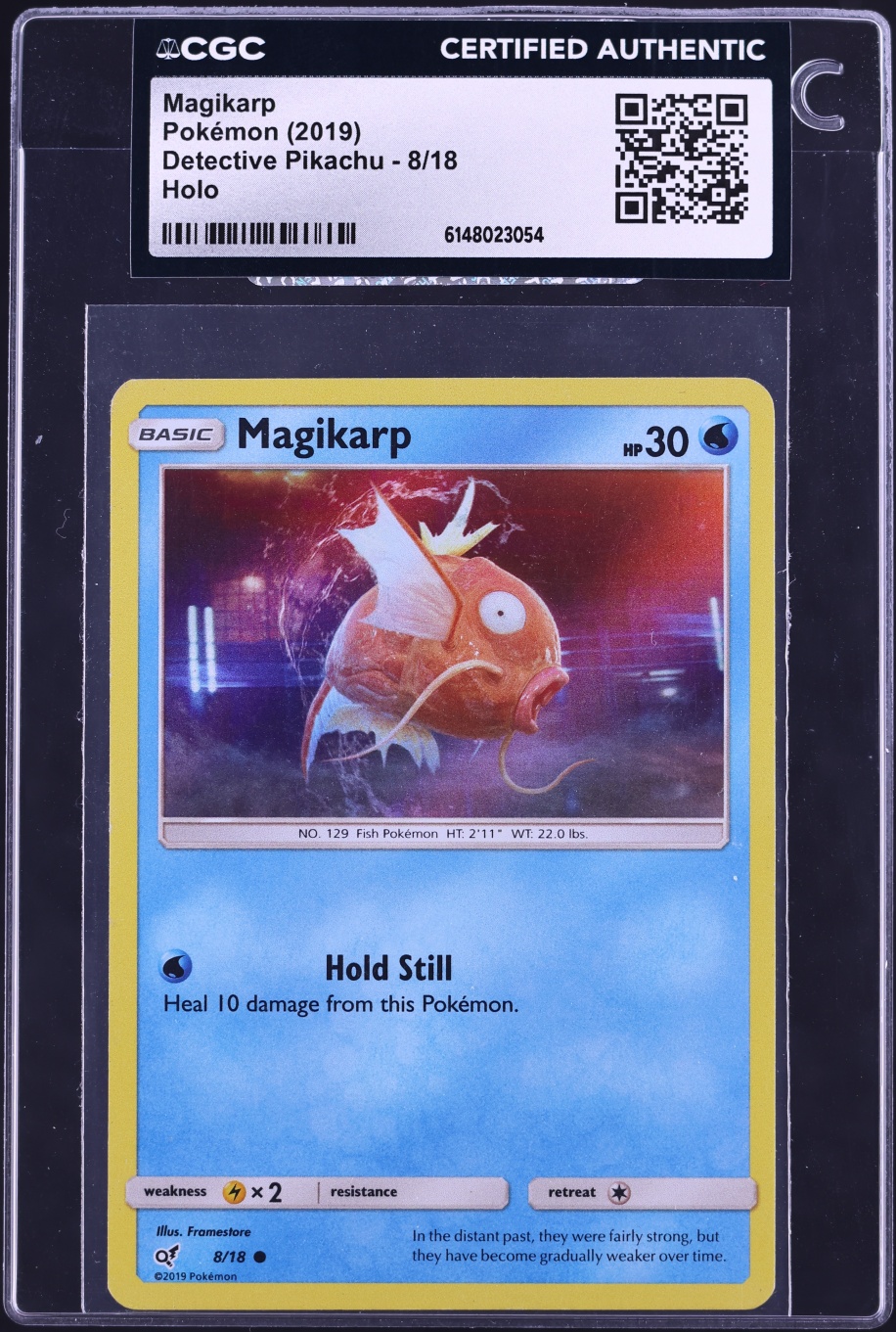 2019 Pokemon Sun & Moon Detective Pikachu Holo Magikarp #8 CGC AUTH