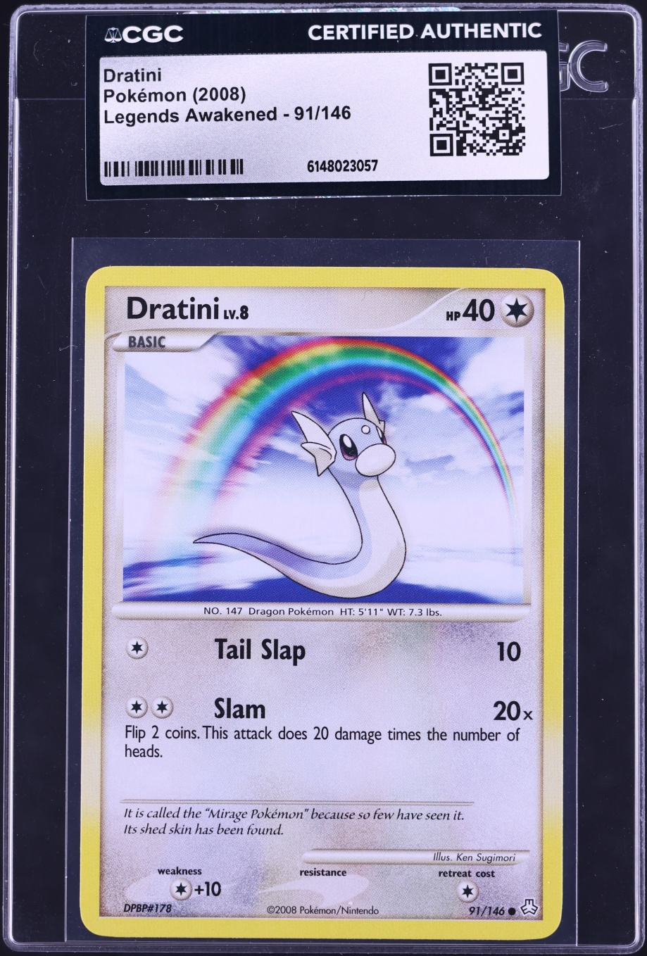 2008 Pokemon Diamond & Pearl Legends Awakened Dratini #91 CGC AUTH