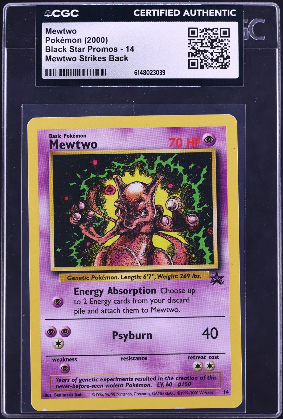 2000 Pokemon Black Star Promo Mewtwo Strikes Back Mewtwo #14 CGC AUTH