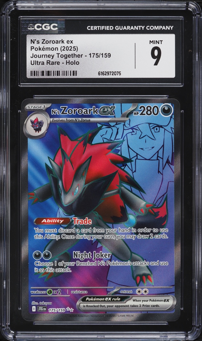 2025 Pokemon Scarlet & Violet Journey Together Full Art N's Zoroark EX #175 CGC 9 MINT