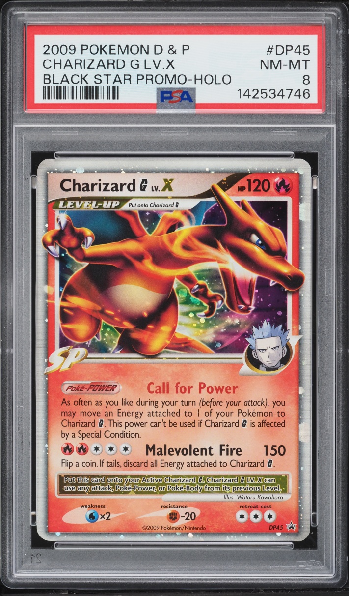 2009 Pokemon Diamond & Pearl Black Star Promo Holo Charizard G LV.X #DP45 PSA 8 NM-MT