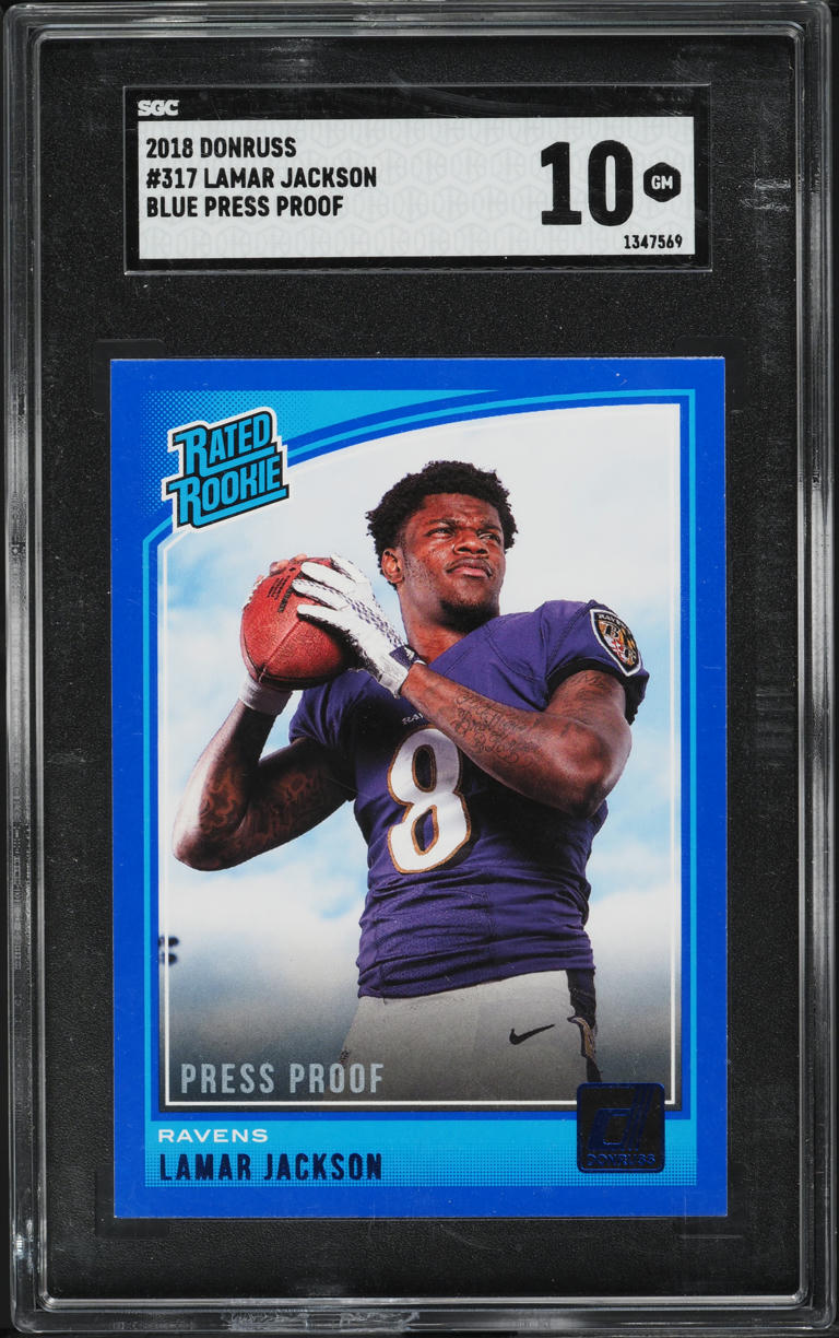 2018 Donruss Blue Press Proof Lamar Jackson ROOKIE #317 SGC 10 GEM MINT