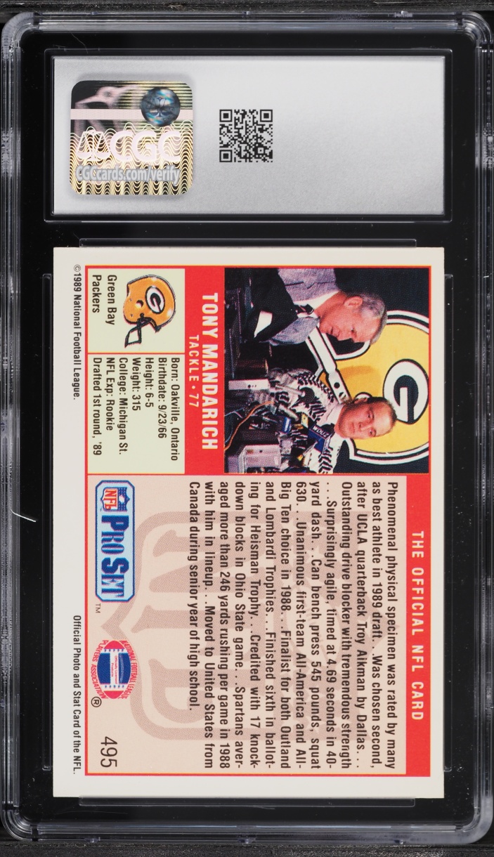 1989 Pro Set Tony Mandarich #495 CGC 8 NM-MT