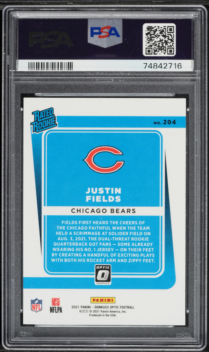 2021 Donruss Optic Justin Fields ROOKIE #204 PSA 10 GEM MINT