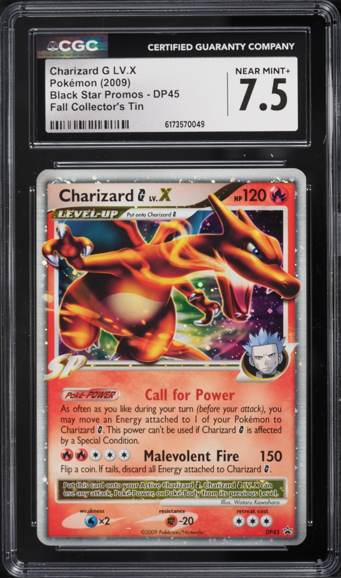 2009 Pokemon Diamond & Pearl Promo Fall Collector's Tin Holo Charizard G LV.X #DP45 CGC 7.5