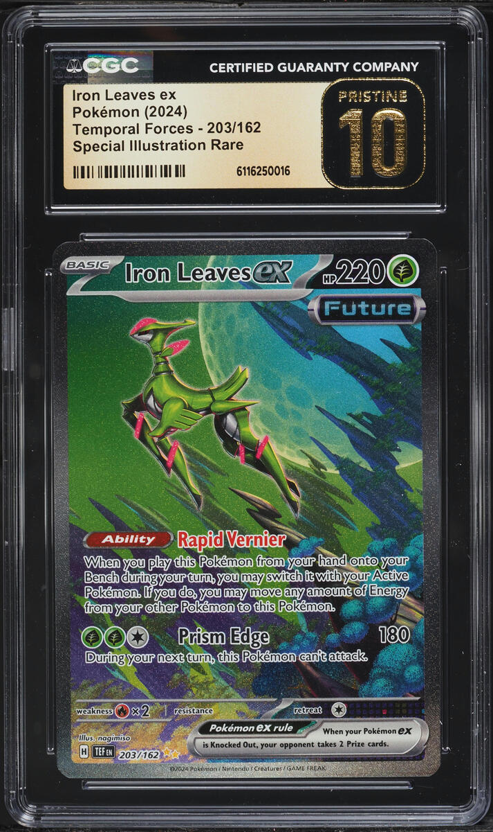 2024 Pokemon Scarlet & Violet Temporal Forces SIR Iron Leaves Ex #203 CGC 10 PRISTINE