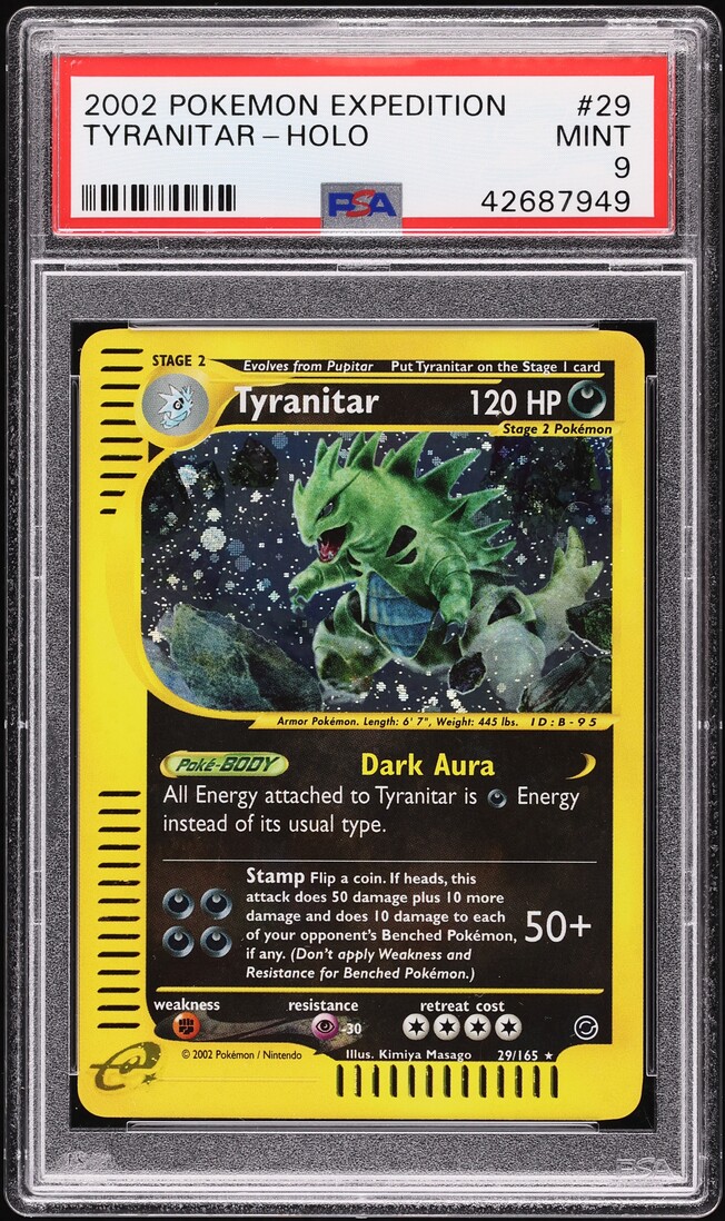 2002 Pokemon Expedition Holo Tyranitar #29 PSA 9 MINT