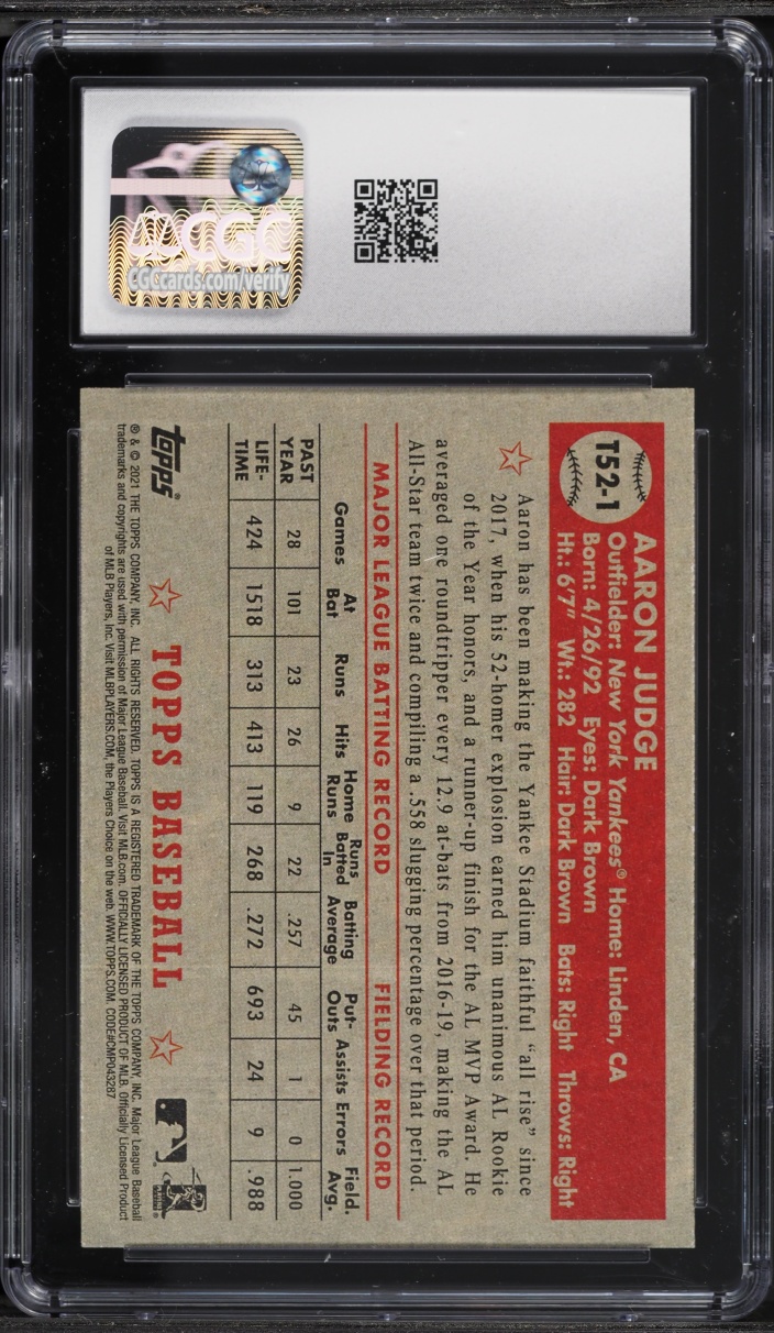 2021 Topps '52 Redux Aaron Judge #T52-1 CGC 9 MINT