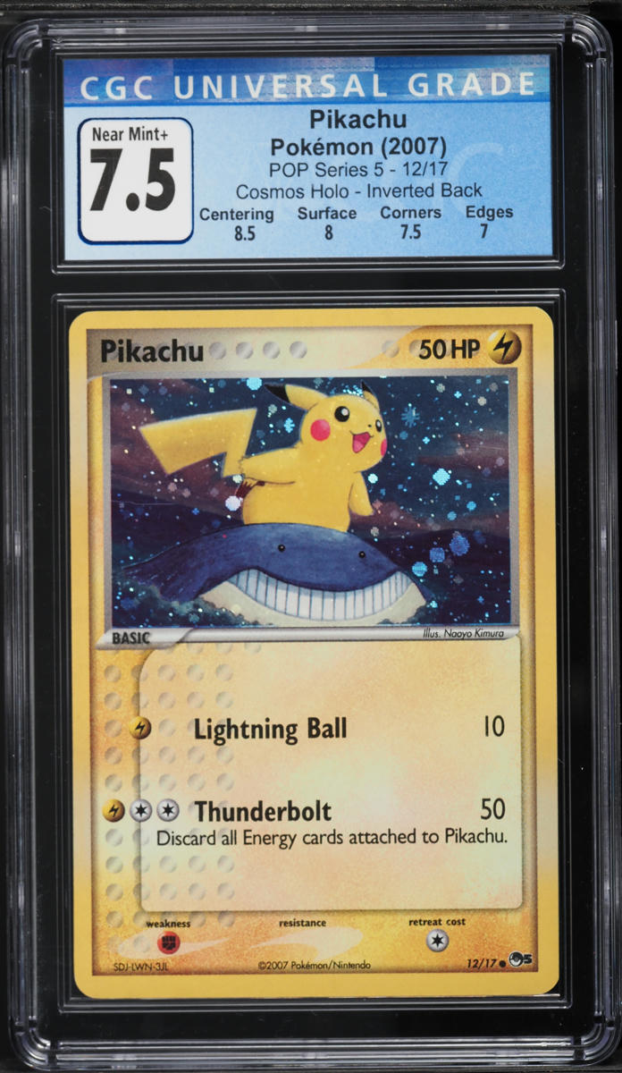 2007 Pokemon POP Series 5 Inverted Back Holo Pikachu #12 CGC 7.5 NRMT+ ...