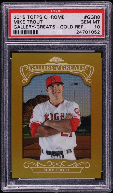 2015 Topps Chrome Gallery Of Greats Gold Refractor Mike Trout /50 #GGR-08 PSA 10 GEM MINT - Photo 1