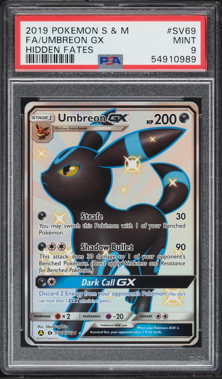 2019 Pokemon Sun & Moon Hidden Fates Vault Shiny Full Art Umbreon GX #SV69 PSA 9 MINT