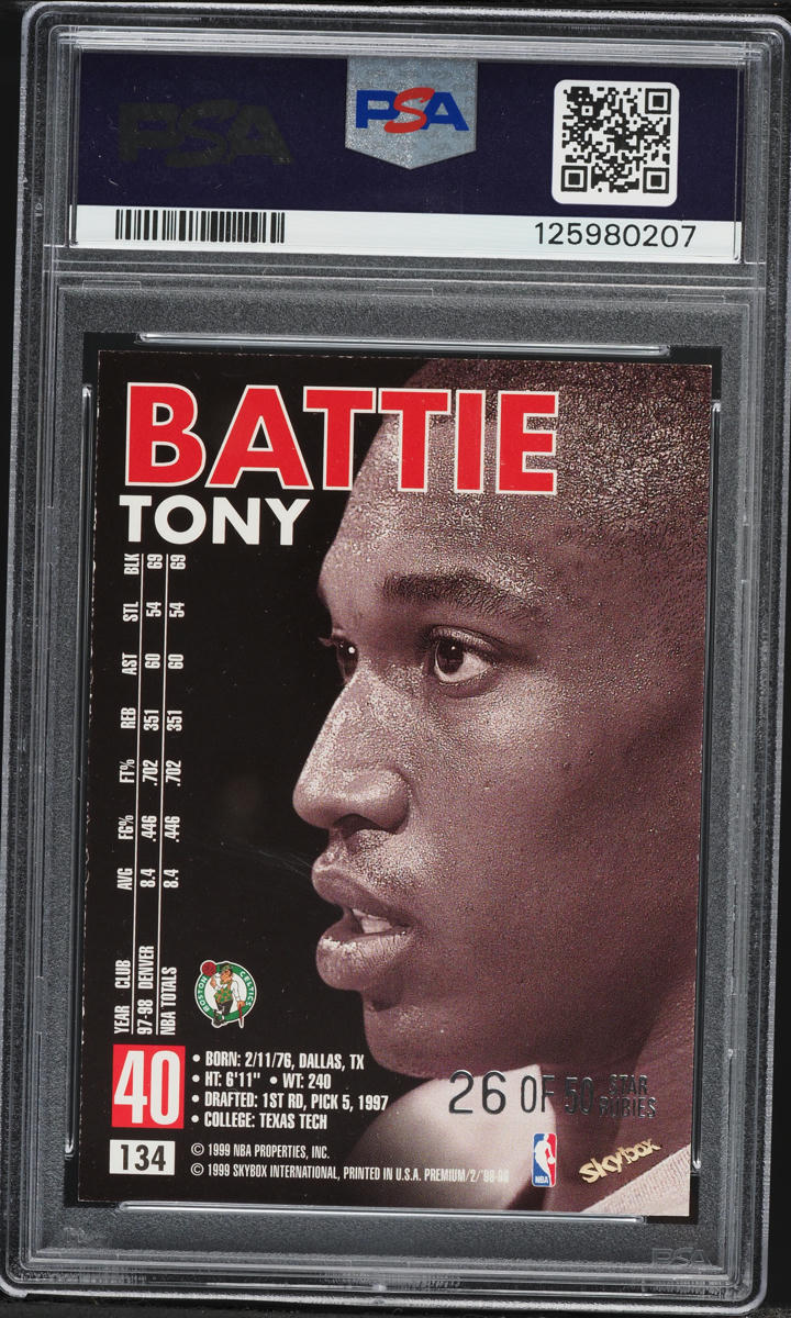 1998 Skybox Premium Star Rubies Tony Battie /50 #134 PSA 7 NRMT