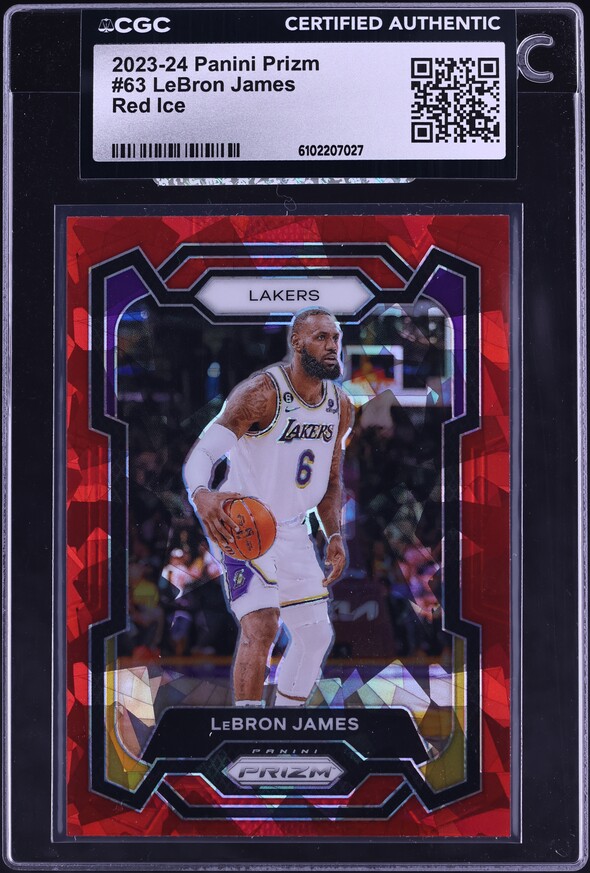 2024 Panini Prizm Red Ice LeBron James #130 PSA 6 EXMT on Fanatics