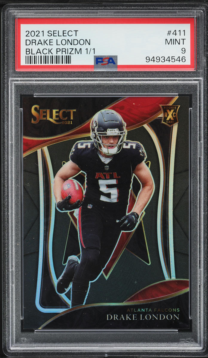 2021 Select '22 XRC Black Prizm Drake London ROOKIE 1/1 #411 PSA 9 MINT
