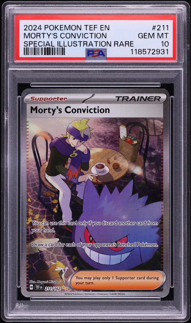 2024 Pokemon Scarlet & Violet Temporal Forces SIR Morty's Conviction #211 PSA 10 GEM MINT
