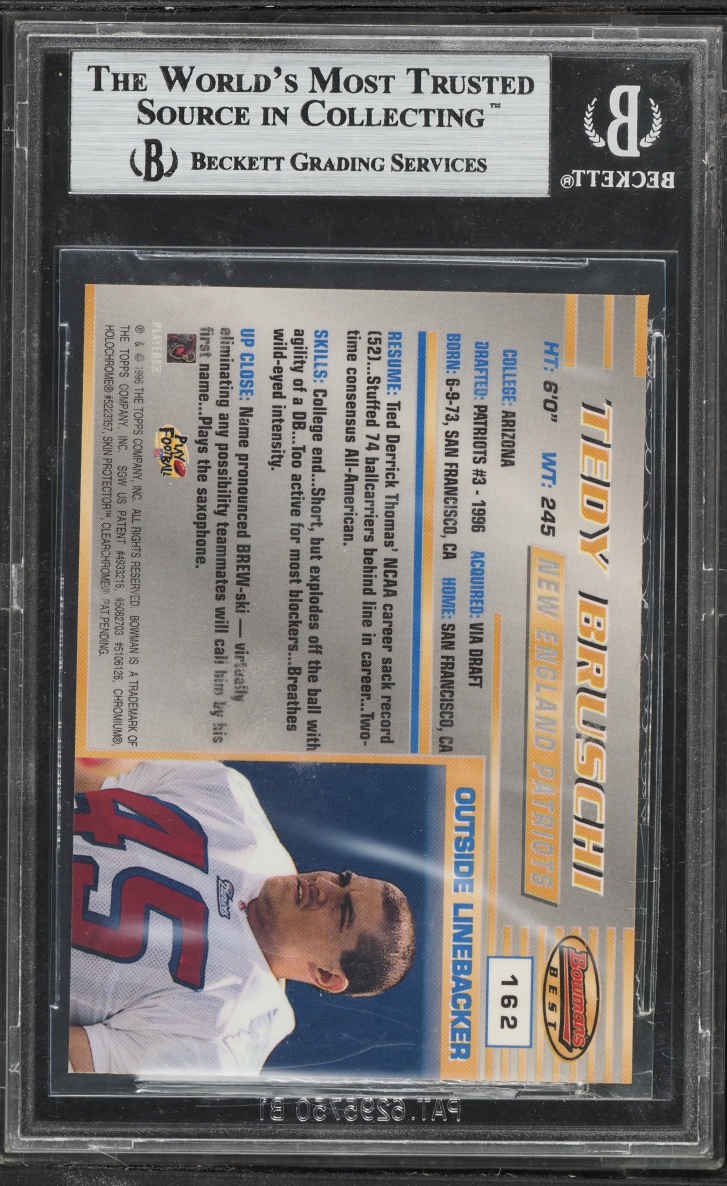 1996 Bowman's Best Tedy Bruschi ROOKIE #162 BGS 9 MINT