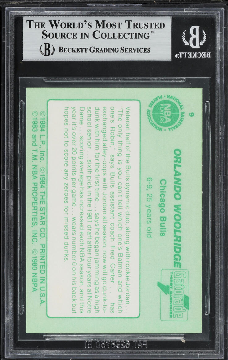 1985 Star Gatorade Slam Dunk Orlando Woolridge ROOKIE #9 BGS 9 MINT