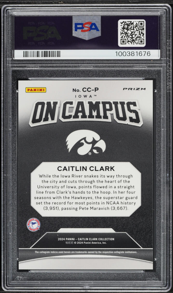 2024 Panini Collection On Campus Exclusive Caitlin Clark ROOKIE #CC-P PSA 10 GEM MINT