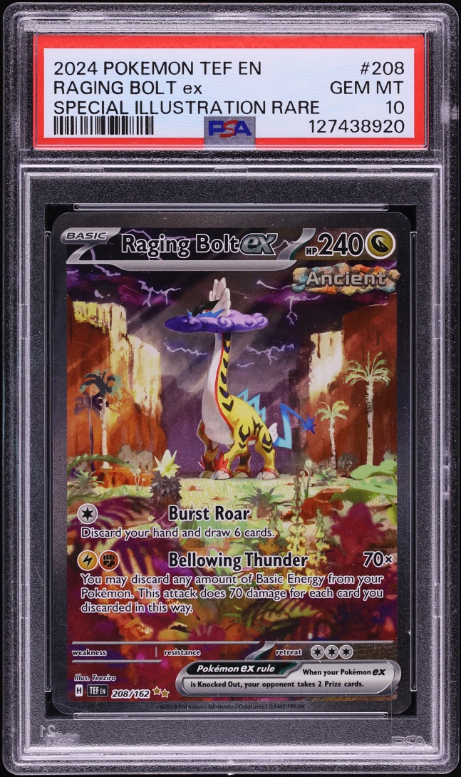 2024 Pokemon Scarlet & Violet Temporal Forces SIR Raging Bolt Ex #208 PSA 10 GEM MINT