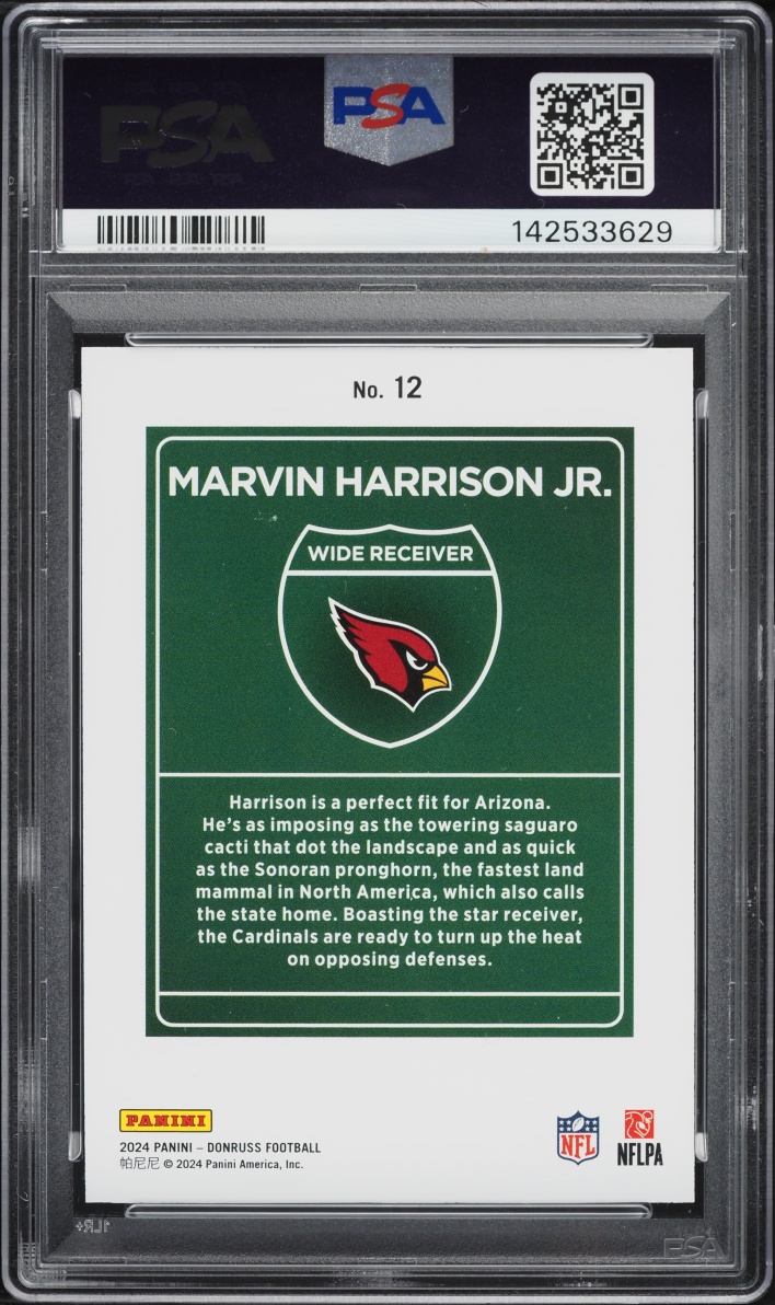 2024 Donruss Downtown Marvin Harrison Jr. ROOKIE #12 PSA 8 NM-MT
