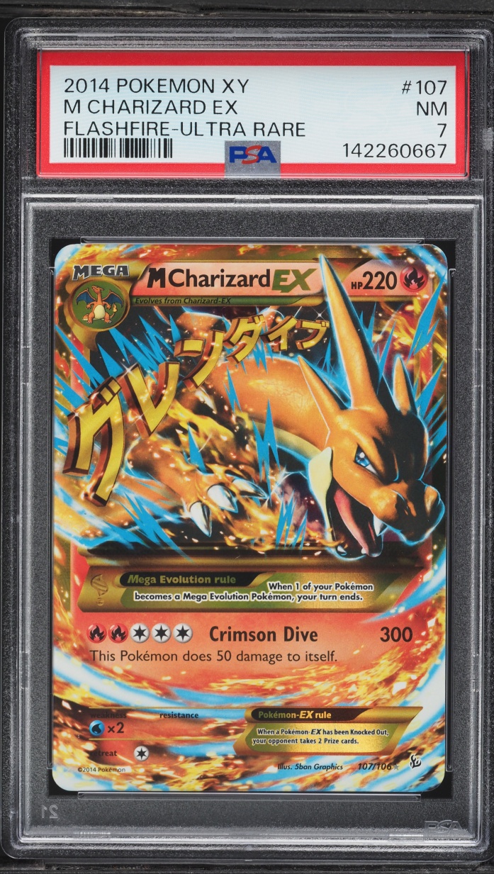 2014 Pokemon XY Flashfire Full Art Mega Charizard EX #107 PSA 7 NRMT