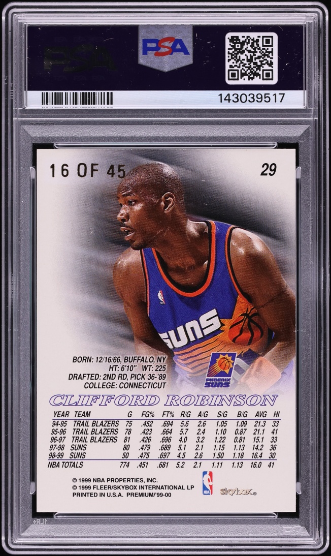 1999 Skybox Premium Star Rubies Clifford Robinson /45 #29 PSA 8 NM-MT