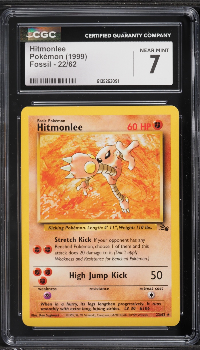 1999 Pokemon Fossil Hitmonlee #22 CGC 7 NRMT