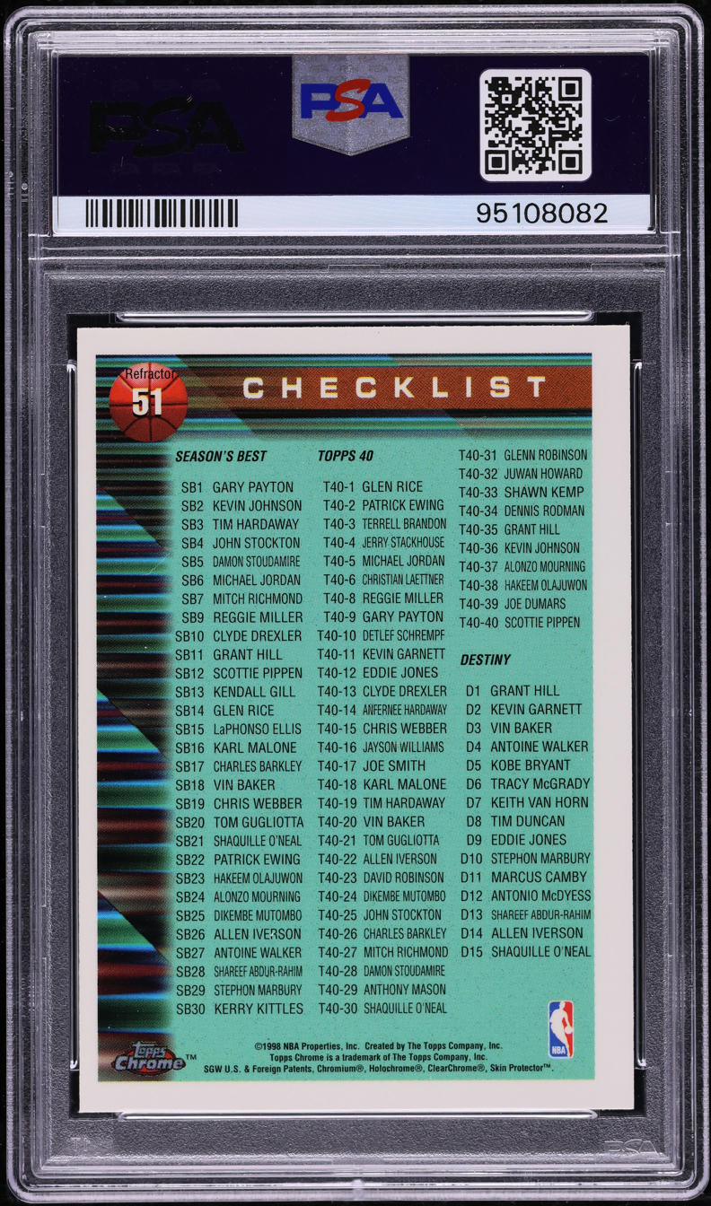 1997 Topps Chrome Refractor Bulls Champions w/ Michael Jordan #51 PSA 10 GEM