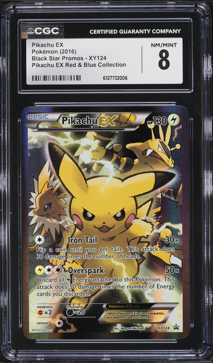 2016 Pokemon XY Promo Red & Blue Alt Art Pikachu EX #XY124 CGC 8 NM-MT