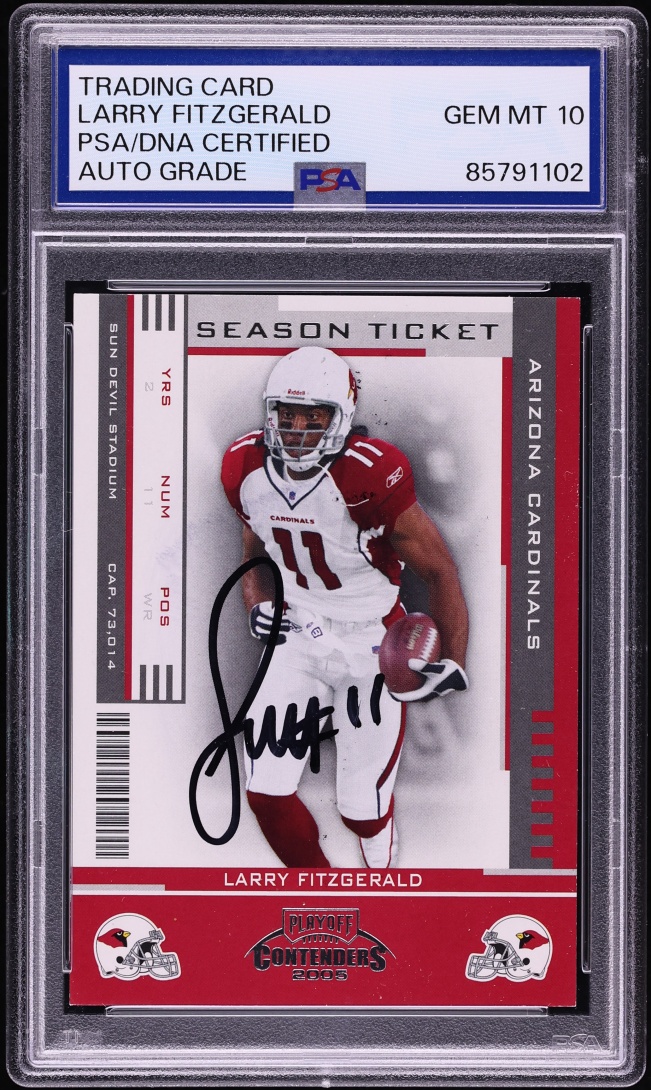 Larry Fitzgerald Signed Autographed Trading Card AUTO PSA/DNA 10