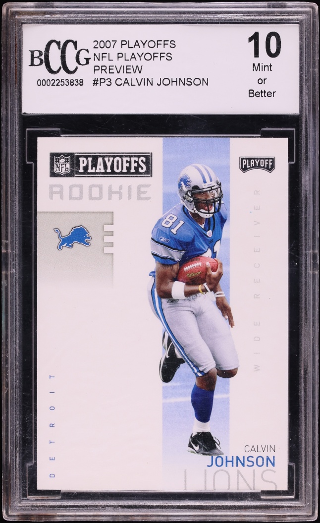 2007 Playoffs NFL Playoffs Preview Calvin Johnson ROOKIE #P-3 BCCG 10
