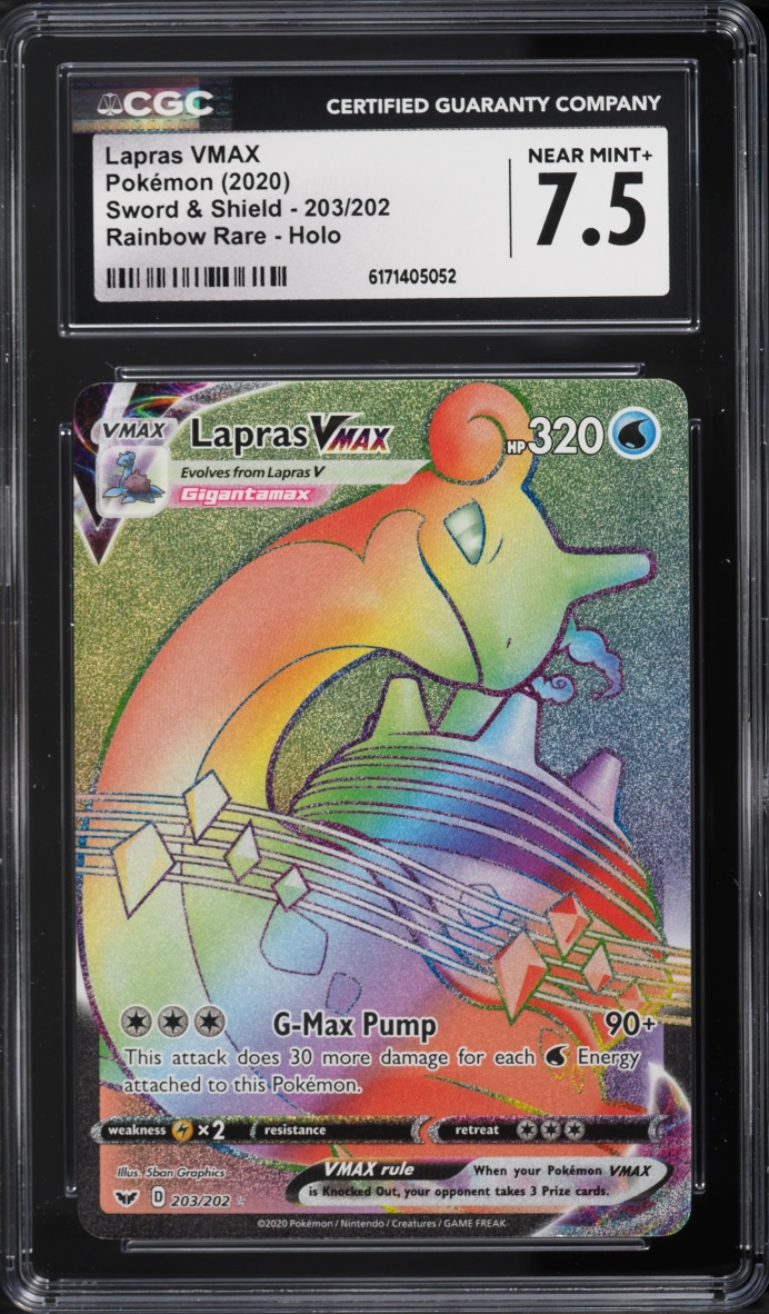 2020 Pokemon Sword & Shield Rainbow Rare Lapras VMAX #203 CGC 7.5 NRMT+