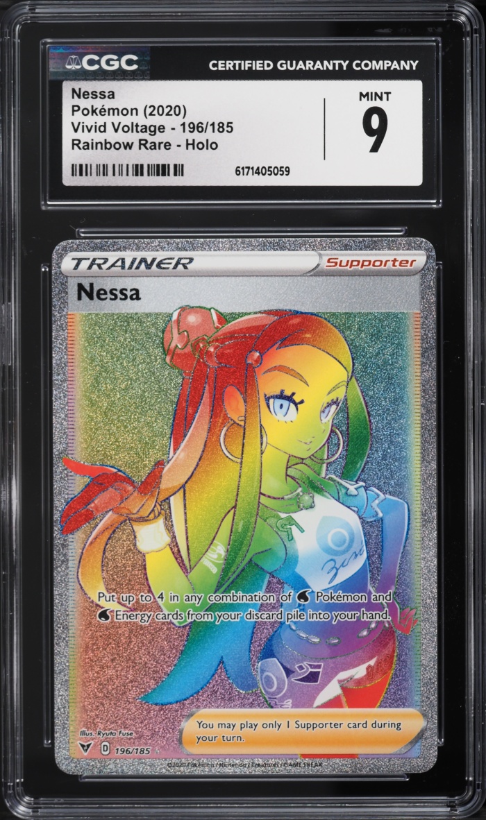 2020 Pokemon Sword & Shield Vivid Voltage Rainbow Rare Nessa #196 CGC 9 MINT