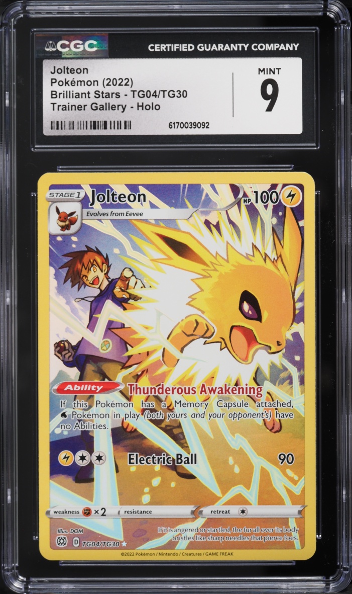 2022 Pokemon Sword & Shield Brilliant Stars CHR Jolteon #TG04 CGC 9 MINT