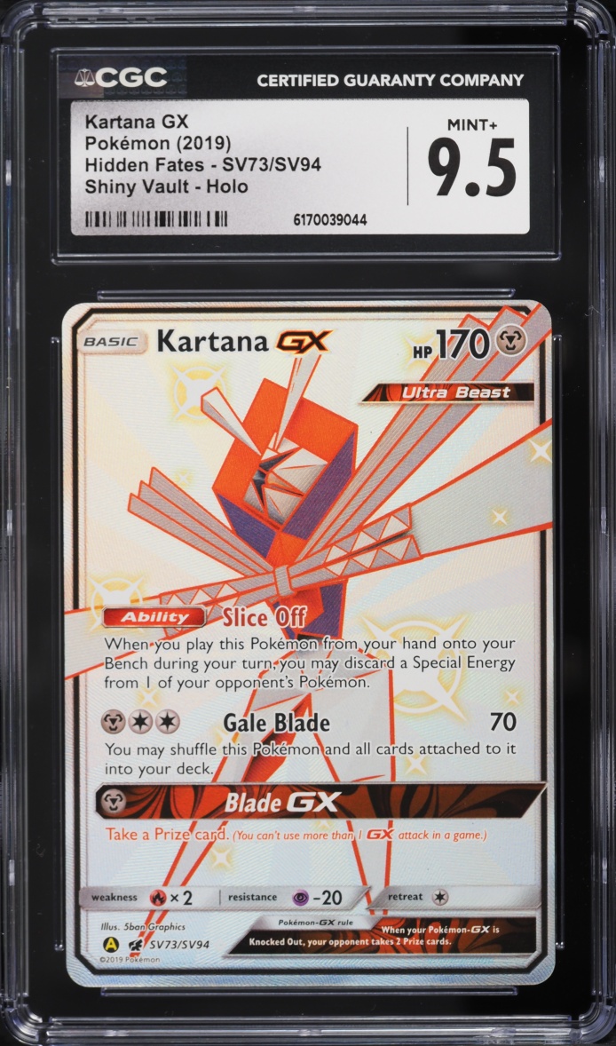 2019 Pokemon Sun & Moon Hidden Fates Vault Full Art Shiny Kartana Gx #SV73 CGC 9.5 MINT+
