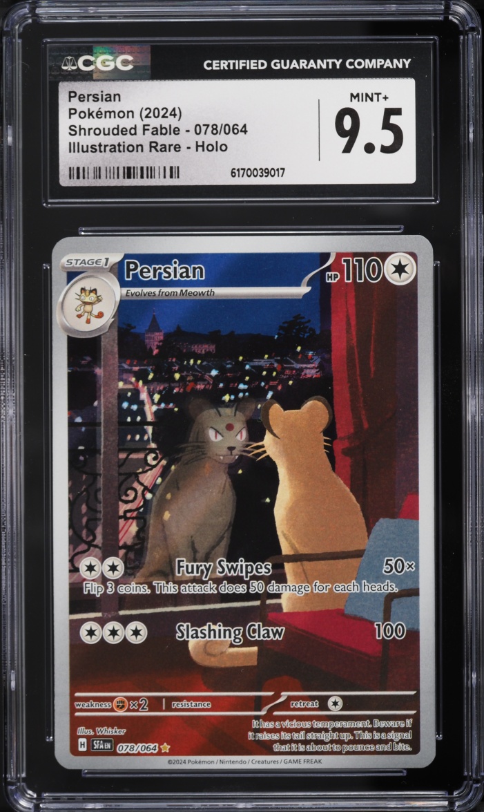 2024 Pokemon Scarlet & Violet Shrouded Fable IR Persian #78 CGC 9.5 MINT+