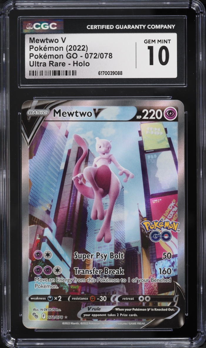2022 Pokemon Sword & Shield GO Full Art Mewtwo V #72 CGC 10 GEM MINT