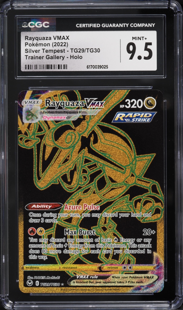 2022 Pokemon Sword & Shield Silver Tempest Full Art Rayquaza VMAX #TG29 CGC 9.5 MINT+