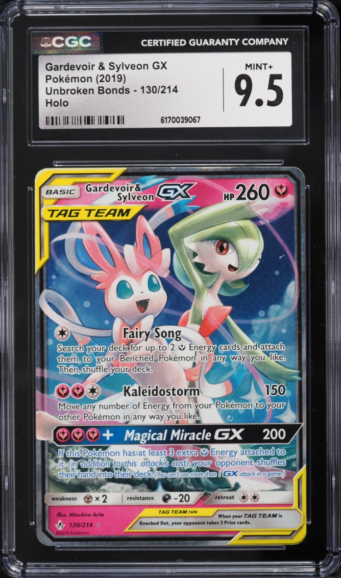 2019 Pokemon Sun & Moon Unbroken Bonds Holo Gardevoir & Sylveon Gx 6#130 CGC 9.5 MINT+